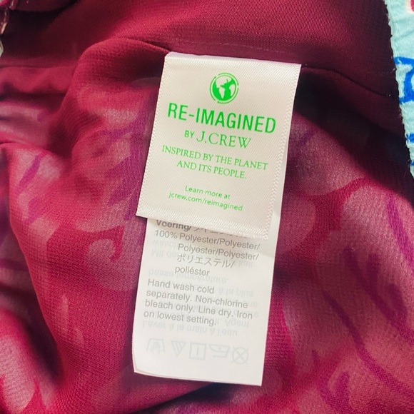 J. Crew Aqua Paisley Silk Pull On Pants Size 14 - Picture 6 of 7